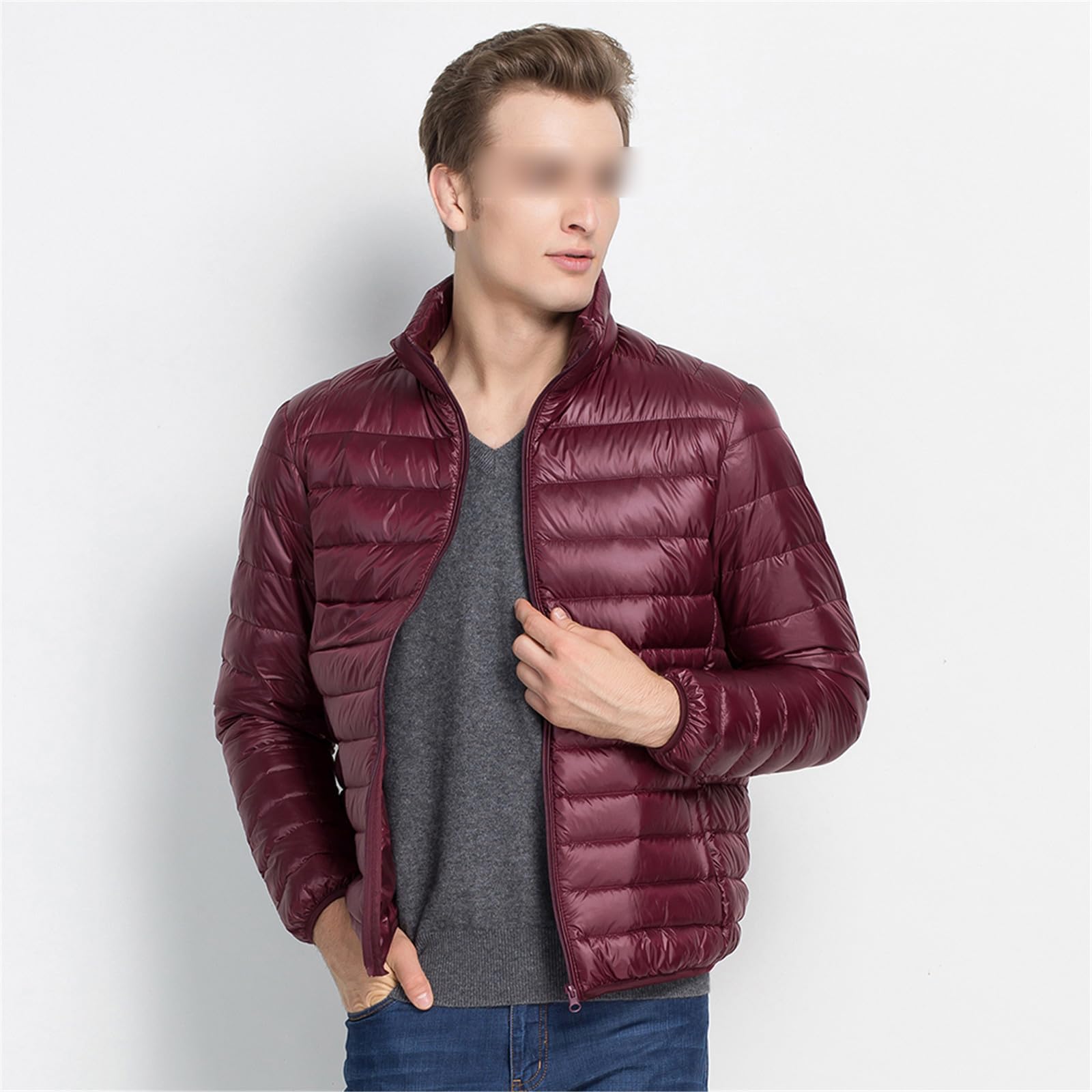 Chaqueta de plumón de Pato Otoño Invierno Cálido Chaqueta de plumón de Pato Ultraligera para Hombre Parka a Prueba de Viento