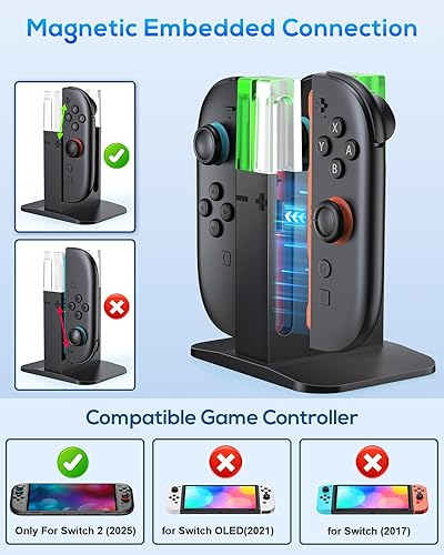 Miniatura 3 de FYOUNG Base de carga para controlador para Nintendo Switch 2 (2025) para Joy con 2, estación de carga para Joycon 2 accesorios de controlador con