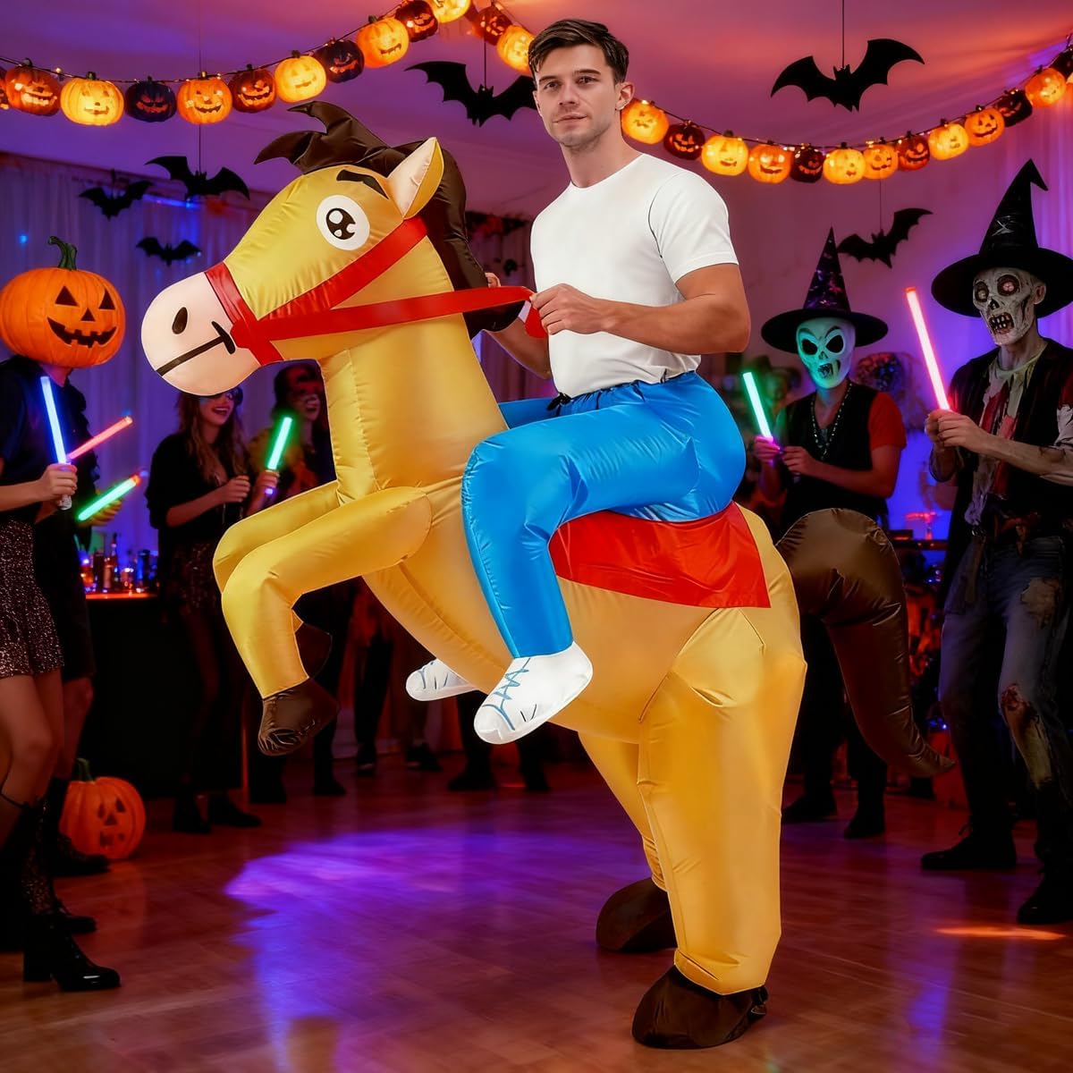 Inflatable Horse Costume Adults Inflatable Cowboy Riding Horse Costumes Adult Ride on Costume for Men Women