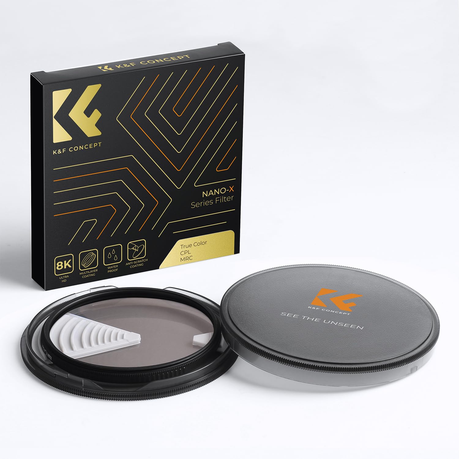 K&F CONCEPT Ø82mm Filtre Polarisant CPL True Color HD Nano-revêtement de 28 Couches Étanche Supprime Les Reflets pour Objectif Appareil Photo