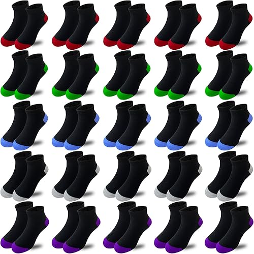 Tsmollyu Calcetines para niños, 25 pares de calcetines deportivos para niños, calcetines deportivos de corte bajo