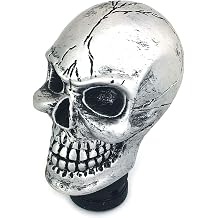 Skull MT Car Stick Shifter Handle, Gear Shift Knob Small Teeth Devil Skeleton Style Fit Most Manual Automatic Transmissions, Silver