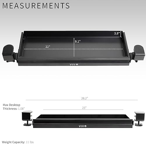 Miniatura 3 de VIVO DESK-DR22L - Cajón deslizante extraíble para debajo de la mesa de 22 pulgadas para escritorio de oficina, organizador de almacenamiento poco