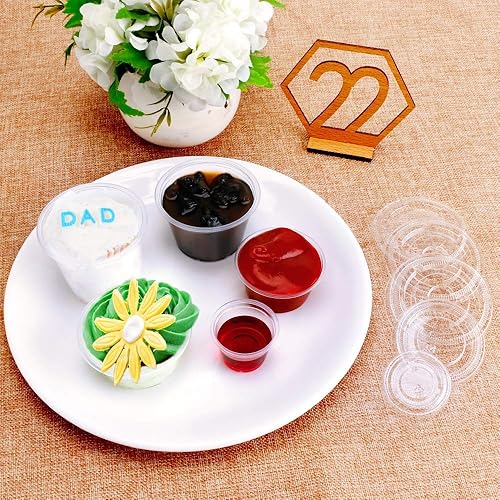 Miniatura 6 de 200 vasos desechables de plástico transparente de 5.5 onzas con tapas, tazas de soufflé, vasos de condimentos, inyecciones de gelatina, slime y