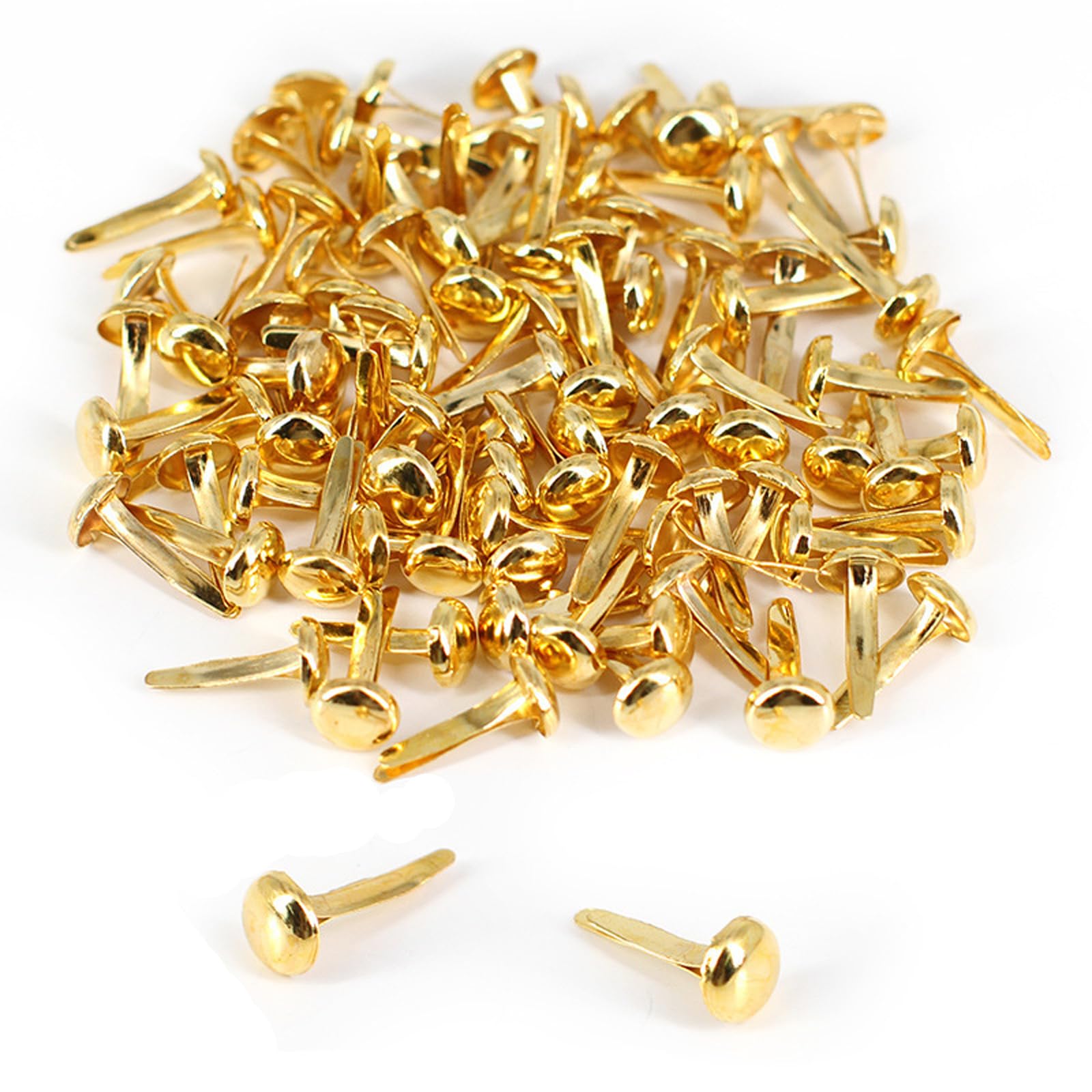 Cjkoonsa Golden 200 Pcs Split Pins, 8Mmx17mm Scrapbooking Brads Split Pins, Gold Metal Paper Fasteners Mini Brads For Paper Craft Diy Stamping Scrapbook Office Household Supplies