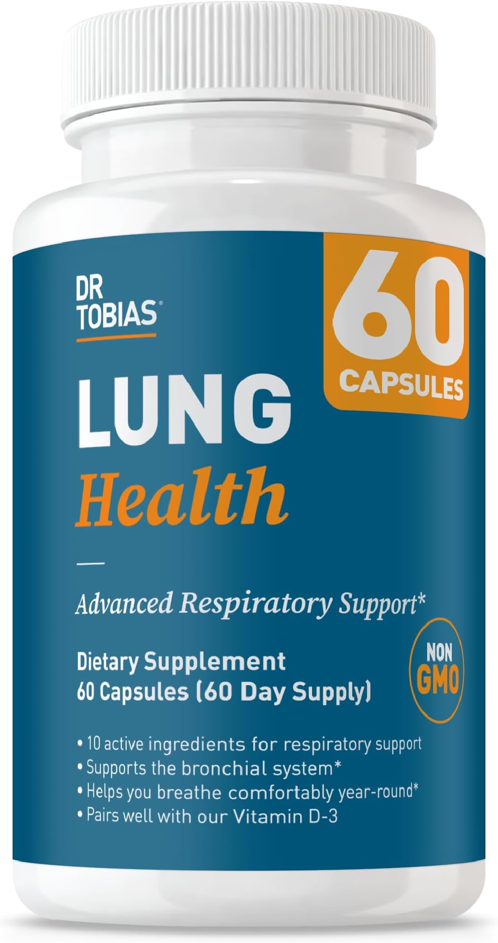 Dr. Tobias Lung Health - Lung Support Supplement with Vitamin C, Butterbur, Quercetin & Bromelain | Lung Cleanse & Detox Formula for Bronchial & Respiratory System Non-GMO (60 Capsules, 60 Servings)