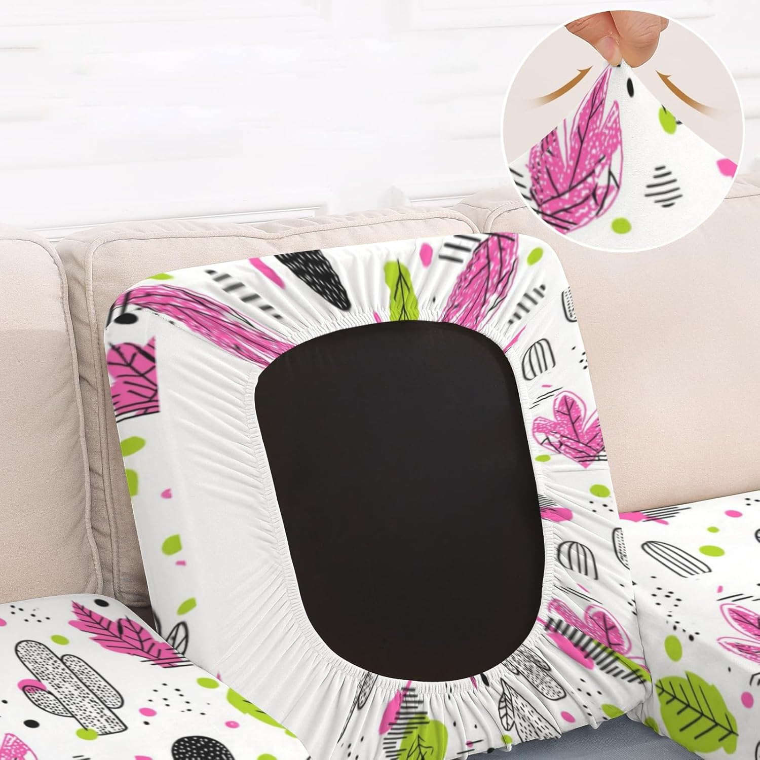 Pop Art Cacti Loveseat Covers Couch Covers for 2 Cushion Couch, 2-Piece Stretch Sofa Slipcovers Anti-Slip Washable Furniture Protectors for Dogs Pets