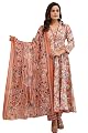 PARTHVI Women's Printed Cotton Anarkali Kurta Pant and Dupatta set (XX-Large Peach)