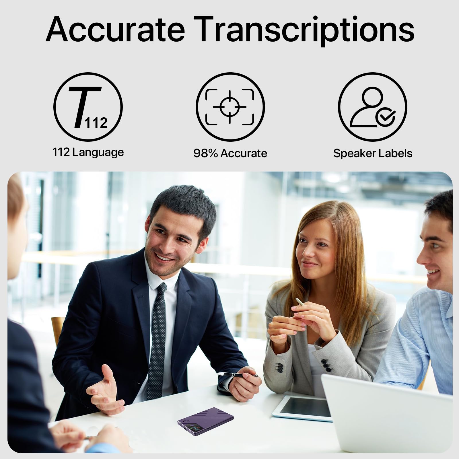 AI Voice Recorder, App Control, Transcribe & Summarize by ChatGPT, Support 112 Languages, 60H Recording, 64GB Memory, Digital Audio Recorder for Lectures, Meetings, Calls