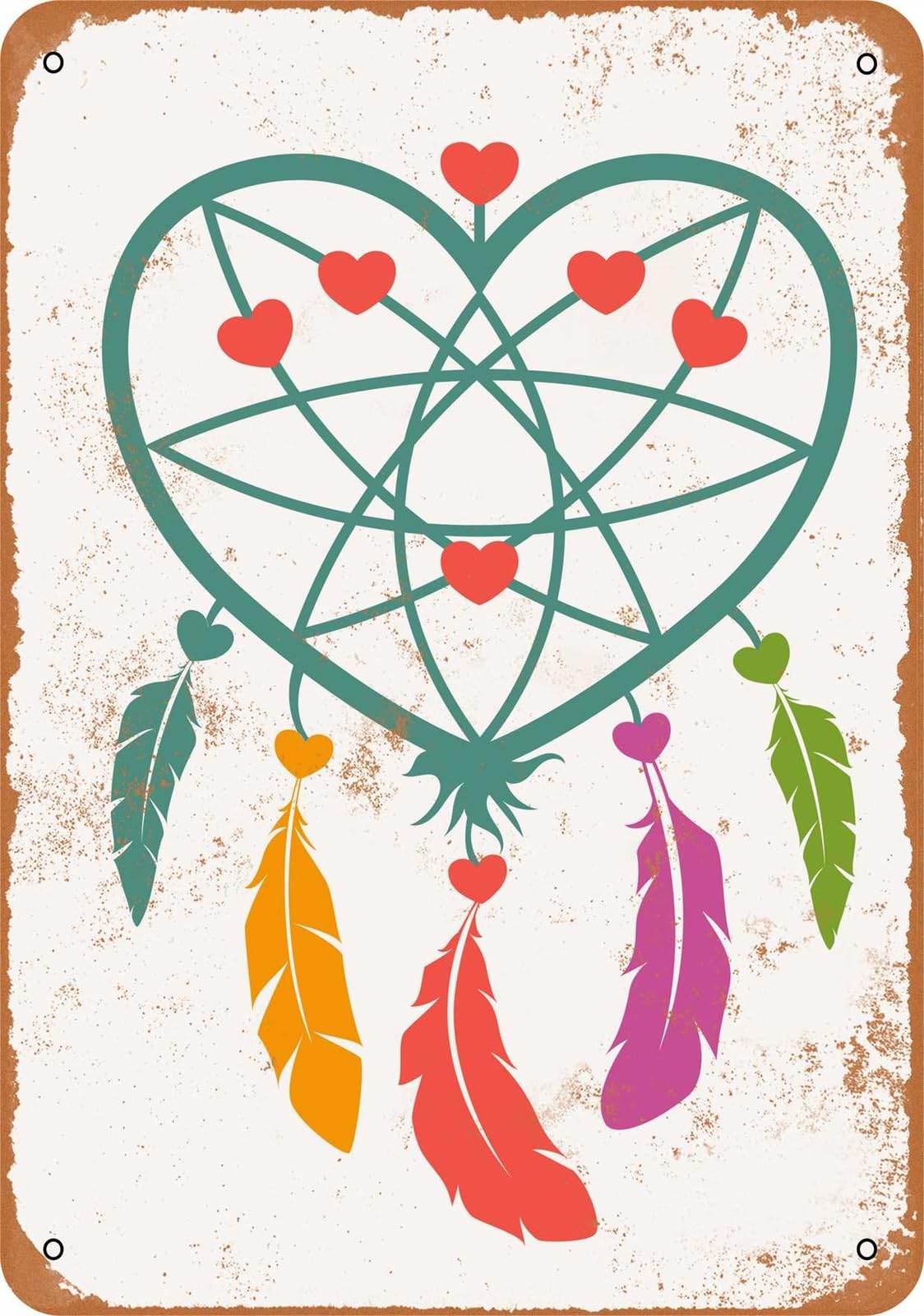 Miaomansenstore Metal Sign - Dreamcatcher Heart - Vintage Look Home Decor
