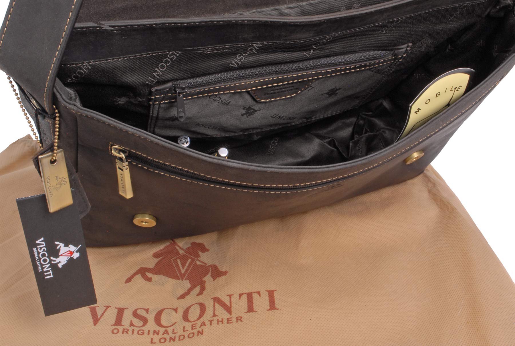 VISCONTI - Grande Messenger Bag in Pelle per PC 15 Pollici - Borsa a Tracolla da Lavoro per Uomo - Borsa a Spalla Ufficio - 18516 Texas