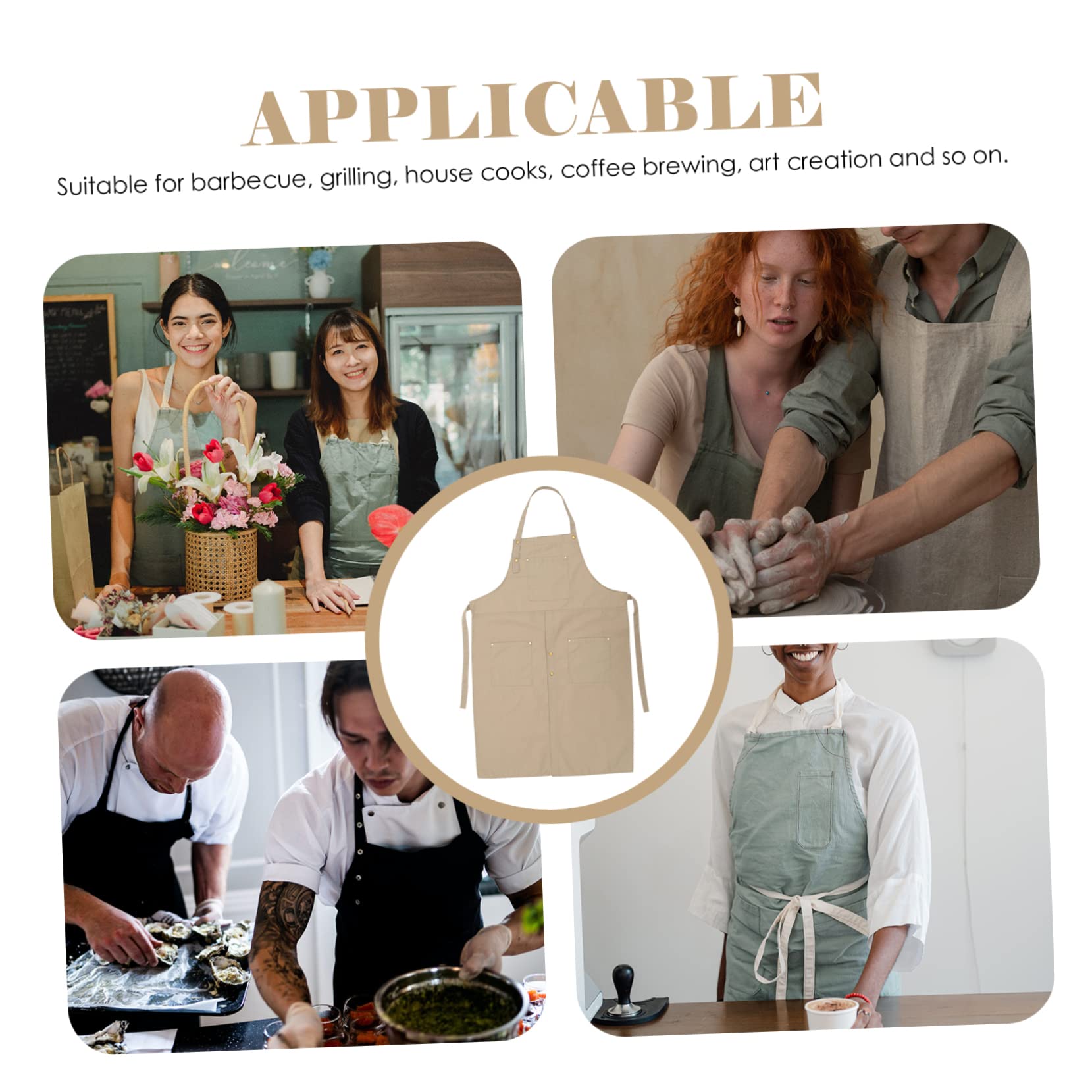 VALICLUD Tablier de Peinture en Toile pour Poterie avec Poches, Couverture et Portable, Cuisine Jardinage