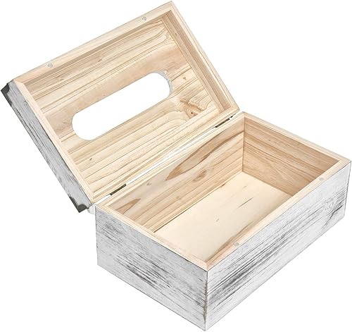 Miniatura 10 de Caja de pañuelos rústica de madera envejecida, dispensador de servilletas para baño, sala de estar, comedor, dormitorio, inodoro (gris blanco)