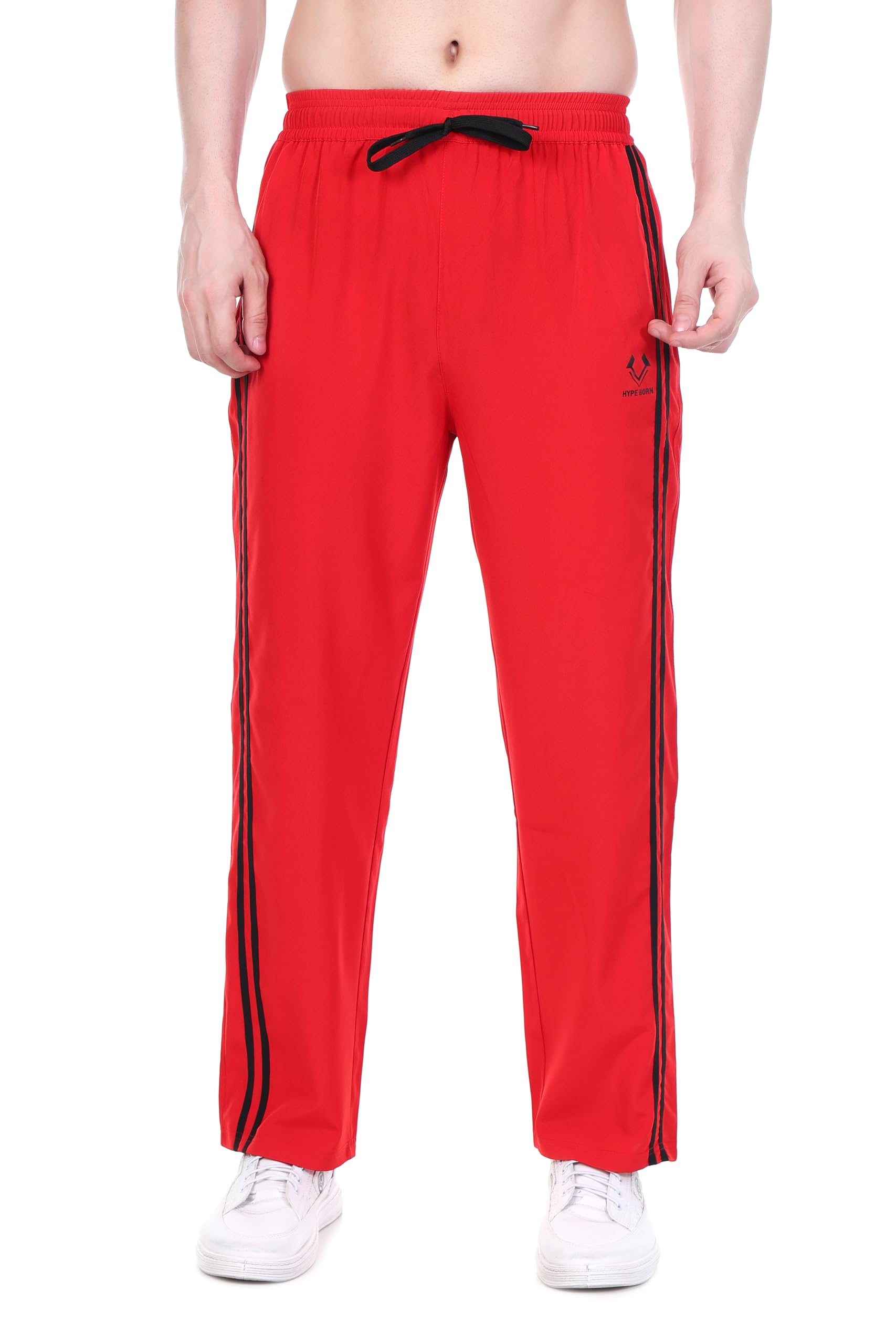 hype born Men’s Red Solid Relaxed-Fit Track Pants with Double Side Stripes – Ideal for Gym, Running, Walking-picture-19
