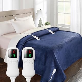 Heated Blanket Electric Blanket Queen Size, Super Soft Cozy Upgraded Flannel Heating Blanket with 9 Heating Levels & 1-9 Hours Auto Off, Fast Heat & Overheat Protection, 84" x 90", Blue