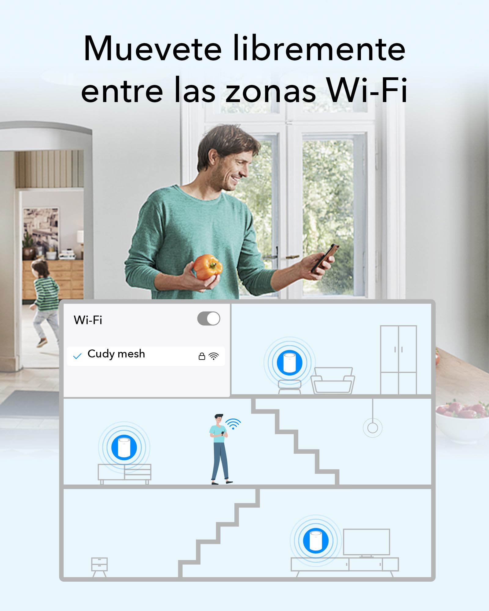 Cudy Sistema de Malla Wi-Fi 6 para Toda la Casa, 2.5G WAN, Red Troncal Ethernet, Ideal para 1Gig+ Internet, Wireguard, OpenVPN, M3000 2-Pack