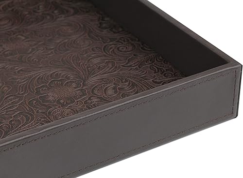 Miniatura 7 de Bandeja rectangular de piel sintética pequeña para servir de 10 x 8 pulgadas, moderna y elegante bandeja decorativa para mesa de café, joyería,