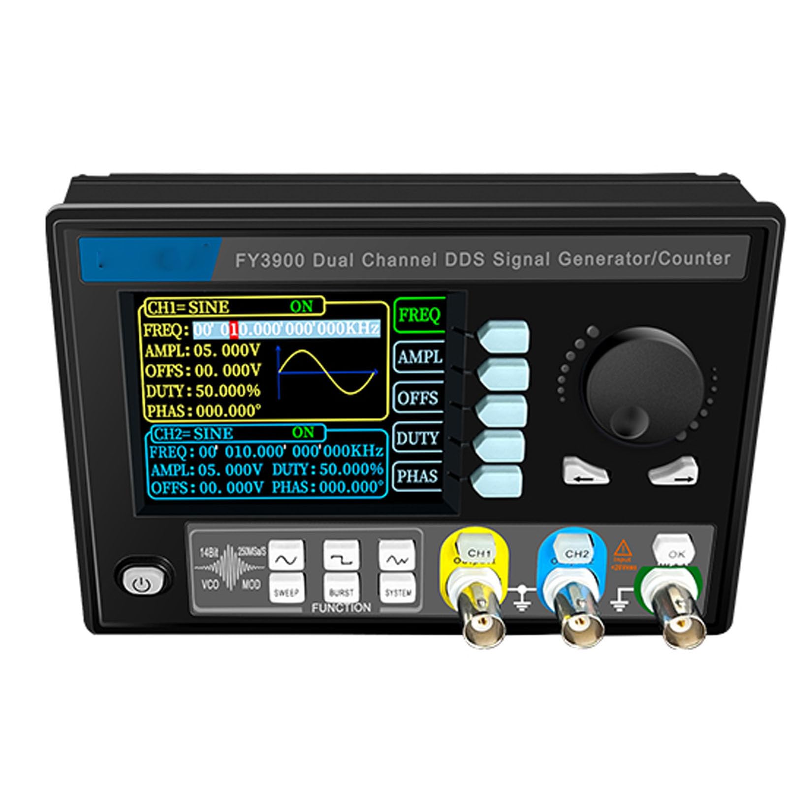 Garosa Generador de Señal de Doble Canal, Pantalla LCD de 3.2 Pulgadas