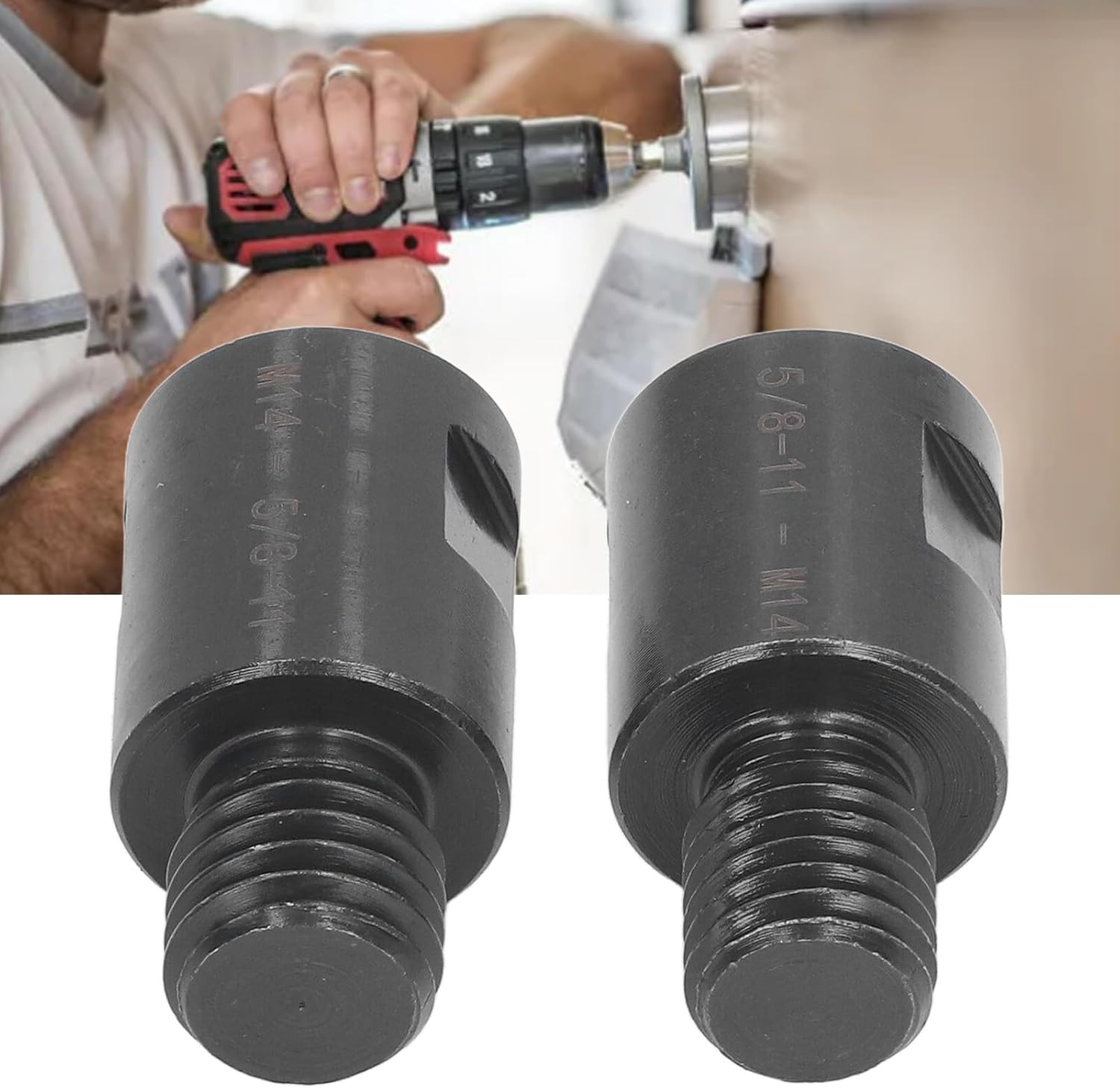 M14 5/8in Adapter, 2Pcs Thread Adapter Thread Chuck Insert Thread Conversion Adapter Lathe Headstock Spindle Adapter 5/8in to M14, M14 to, Nozzles