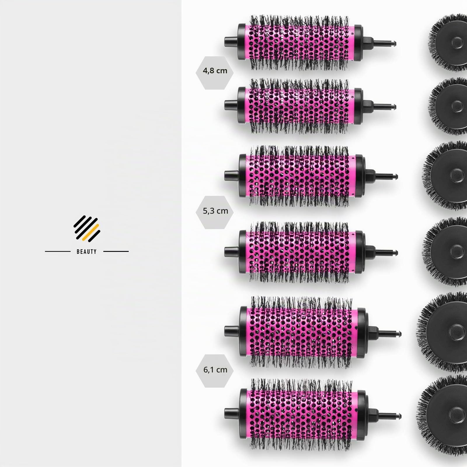 Hivexagon Set di Spazzole per Capelli Rotondo con Cilindri Removibili per Capelli Styling (1.9 & 2.1 & 2.4 inch +clip)