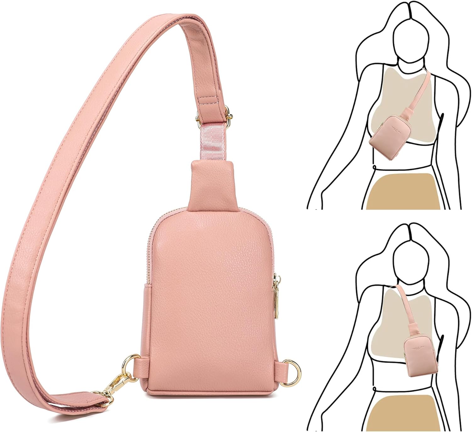 INICAT Small Sling Bag for Women Everyday & Travel Crossbody Bags Lightweight Cross Body Purses Vegan Leather - Image 7