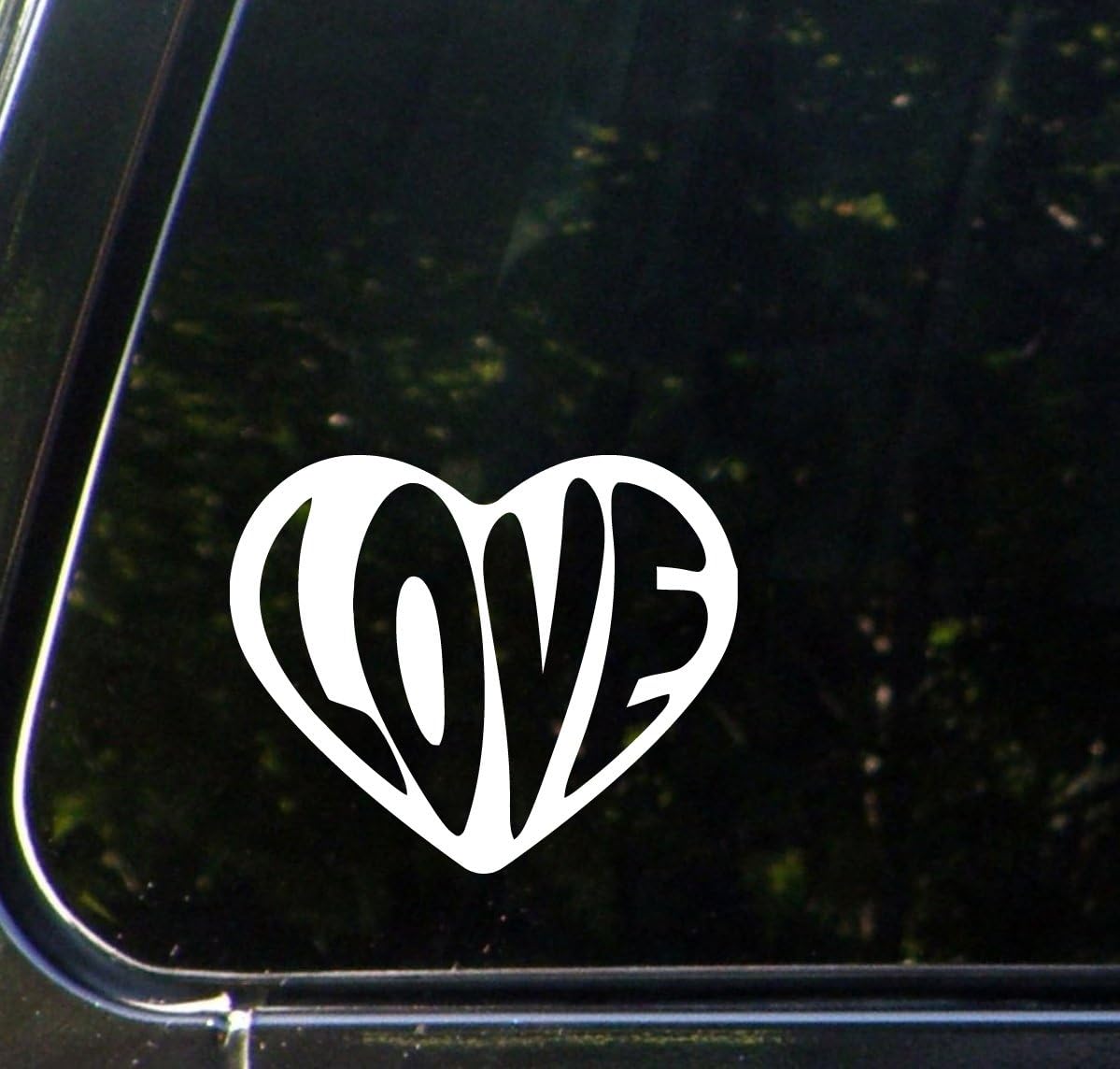 LOVE Heart Car Vinyl Decal Sticker (4"w x 3.5"h) (White
