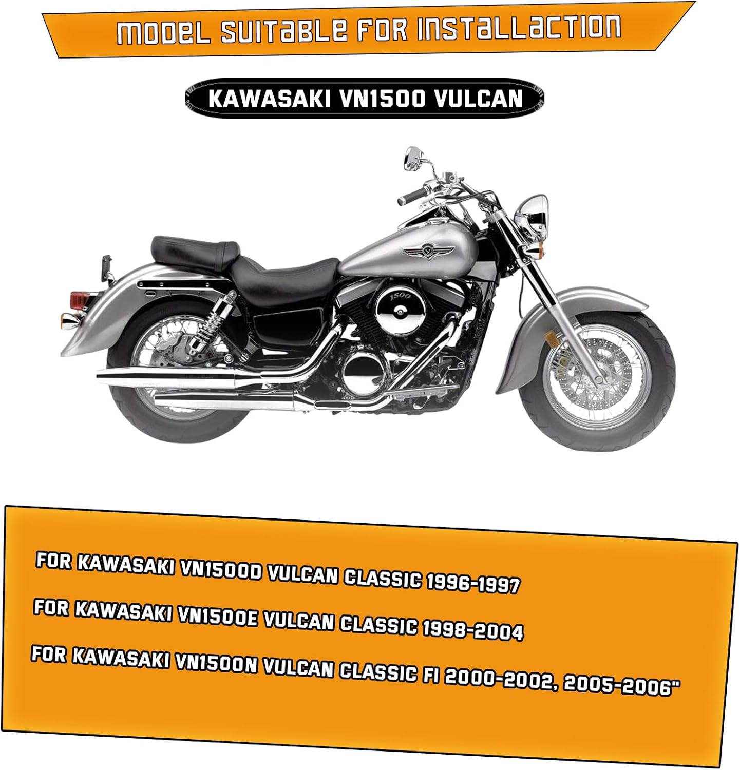 Kinglemc Crash Bar Engine Guard Highway Bar for Kawasaki Vulcan Mean Streak VN1500 VN1500P VN1600 VN1600B VN166F 2002-2006 and Suzuki VZ1600 Boulevard M95 2005 Marauder 2004 (Black)