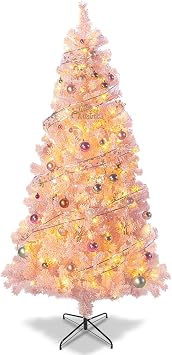 Sportpulse 7FT Pre-lit Snow Flocked Artificial Christmas Tree with Light