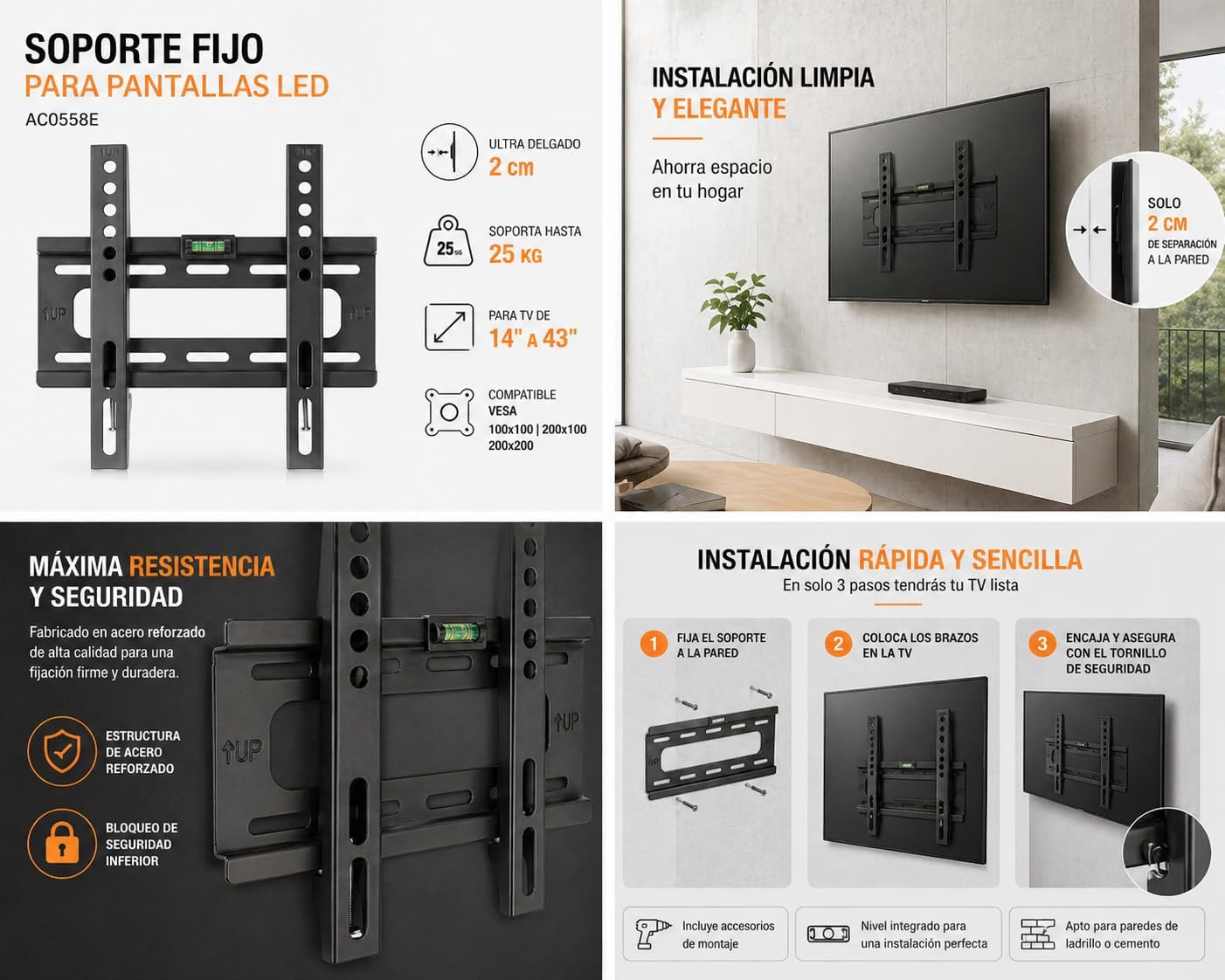 Axil tvslim-s ac0558e Wall Mount Black
