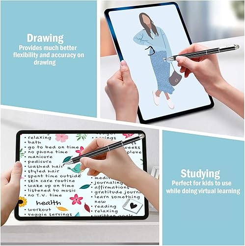 Miniatura 4 de Lápiz capacitivo, 4 en 1, pantalla táctil de alta sensibilidad y precisión, punta de disco transparente, punta de goma negra y punta de fibra de