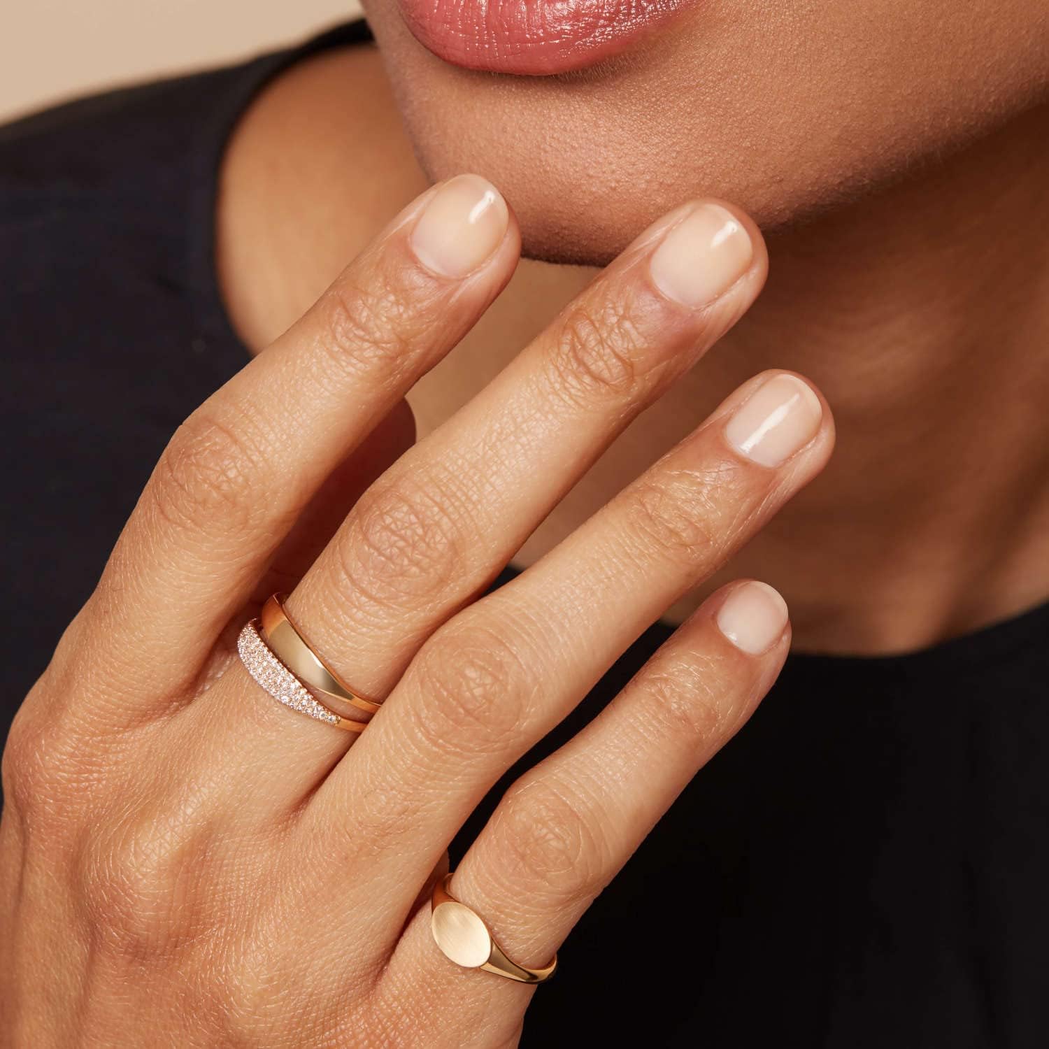 Kainier 14K Gold Plated Signet Rings Stackable Plain Slim Oval-shaped Thin Pinky Band for Women - 1.5mm Classic Dainty Cute Stacking Ring with Comfort Fit - Sizes 5-10 - Image 6