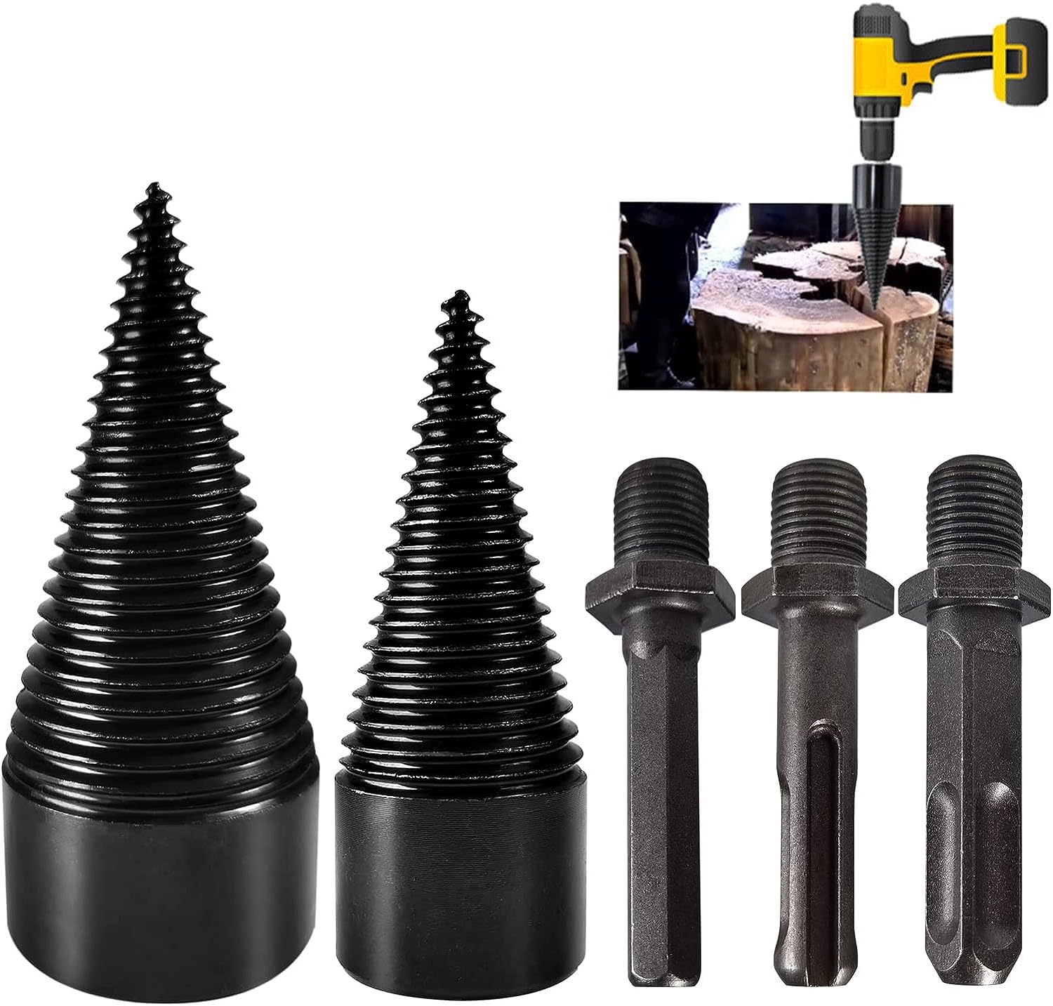 Spaccalegna Manuale Per Trapano | 32mm Con 3 Impugnature | Cono A Vite Per Legna Da Ardere - Foto 12