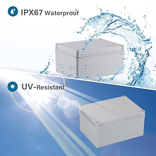 Miniatura 3 de Inkbird Plus Caja de conexiones de plástico, IP67 a prueba de polvo e impermeable, caja de bricolaje duradera para proyectos eléctricos, 8 x 6 x 4