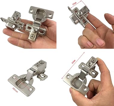 LIKERAINY 95Deg Full Overlay Face Frame Hinge 35mm with Hydraulic Damper for Cabinet Door Compact Soft Closing Short Mini Hinges for Cabinet Cupboard Wardrobe Pack of 4