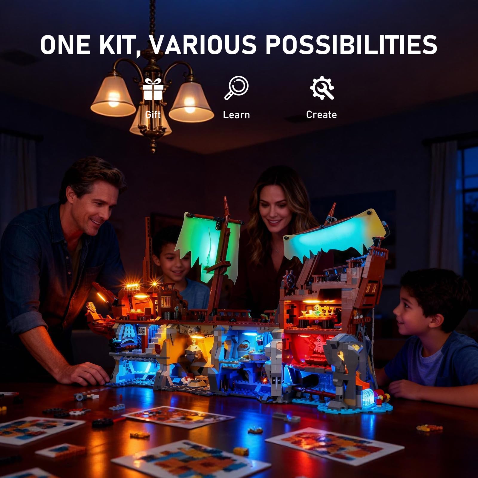 BRIKSMAX Oświetlenie LED do Lego Ideas Die Goonies 21363, kompatybilny zestaw świateł do klocków – bez zestawu Lego, dekoracyjne światło premium do modelarstwa, dekoracja domu, prezent dla dorosłych