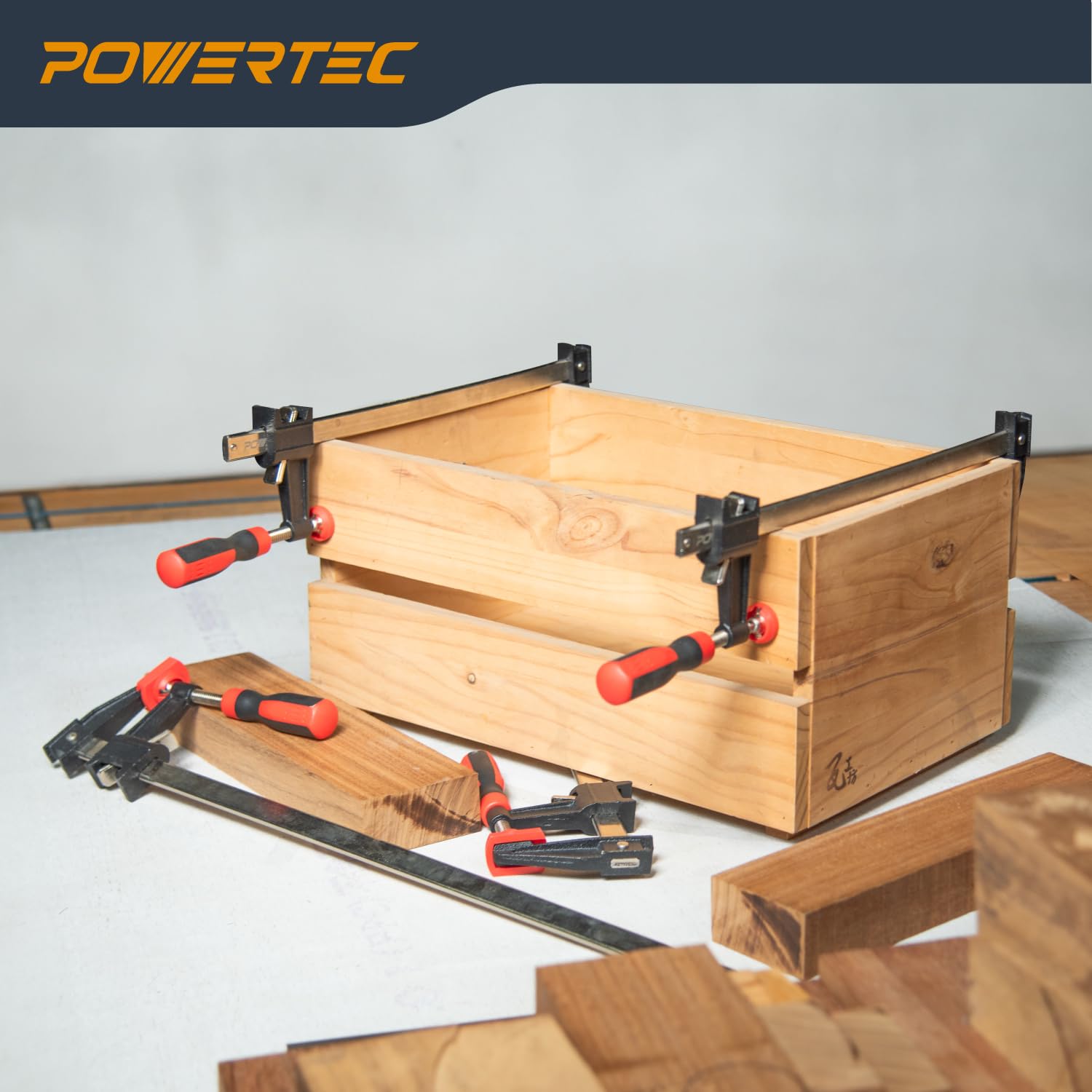 POWERTEC Abrazaderas de barra de acero de 6 pulgadas con límite de carga de 600 libras y garganta de 2-1/2 pulgadas, abrazadera F de ajuste rápido y liberación con mango de microajuste para