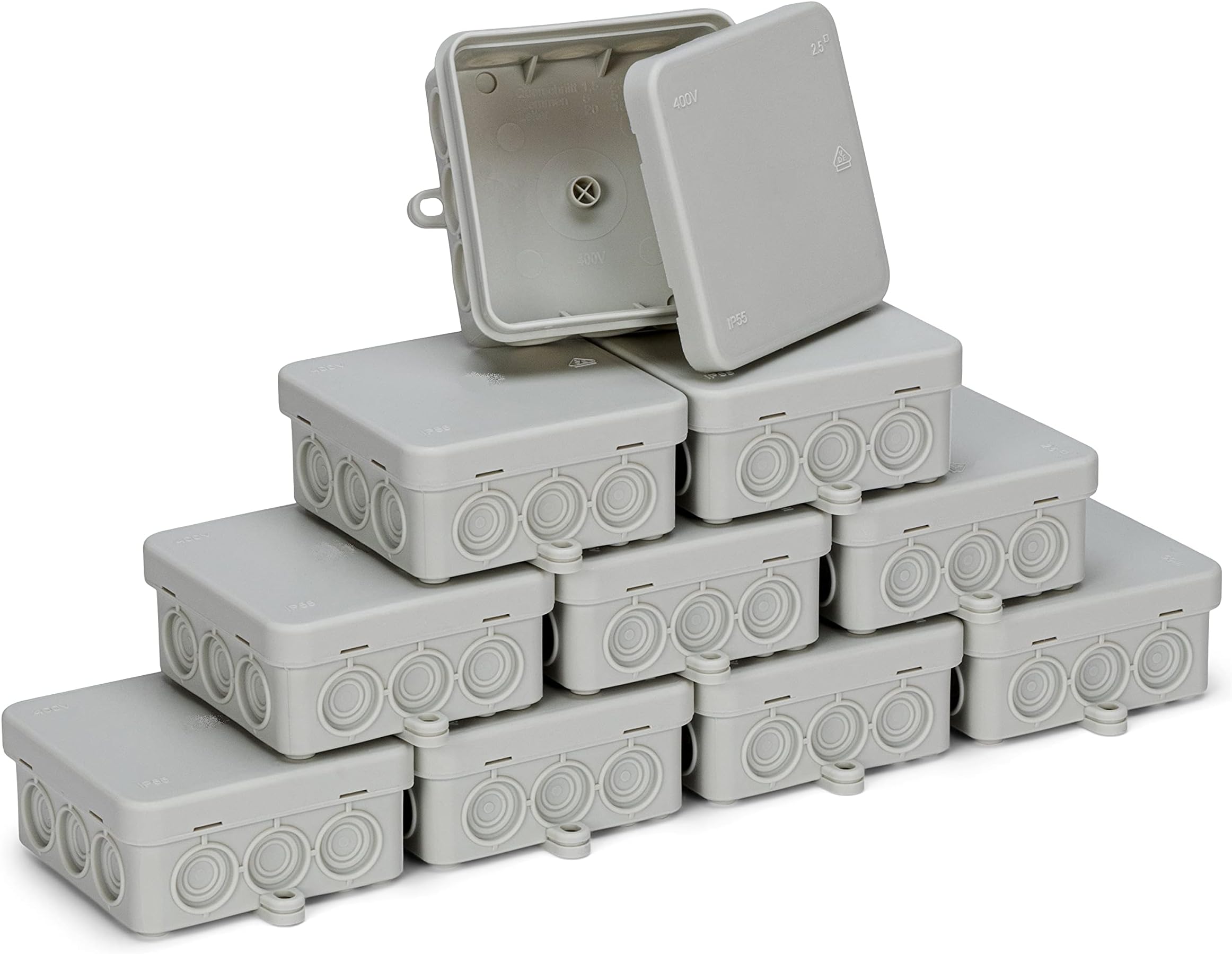 Abzweigdosen Set 10-tlg - IP54 Feuchtraum Verteilerdosen 75x75x40mm