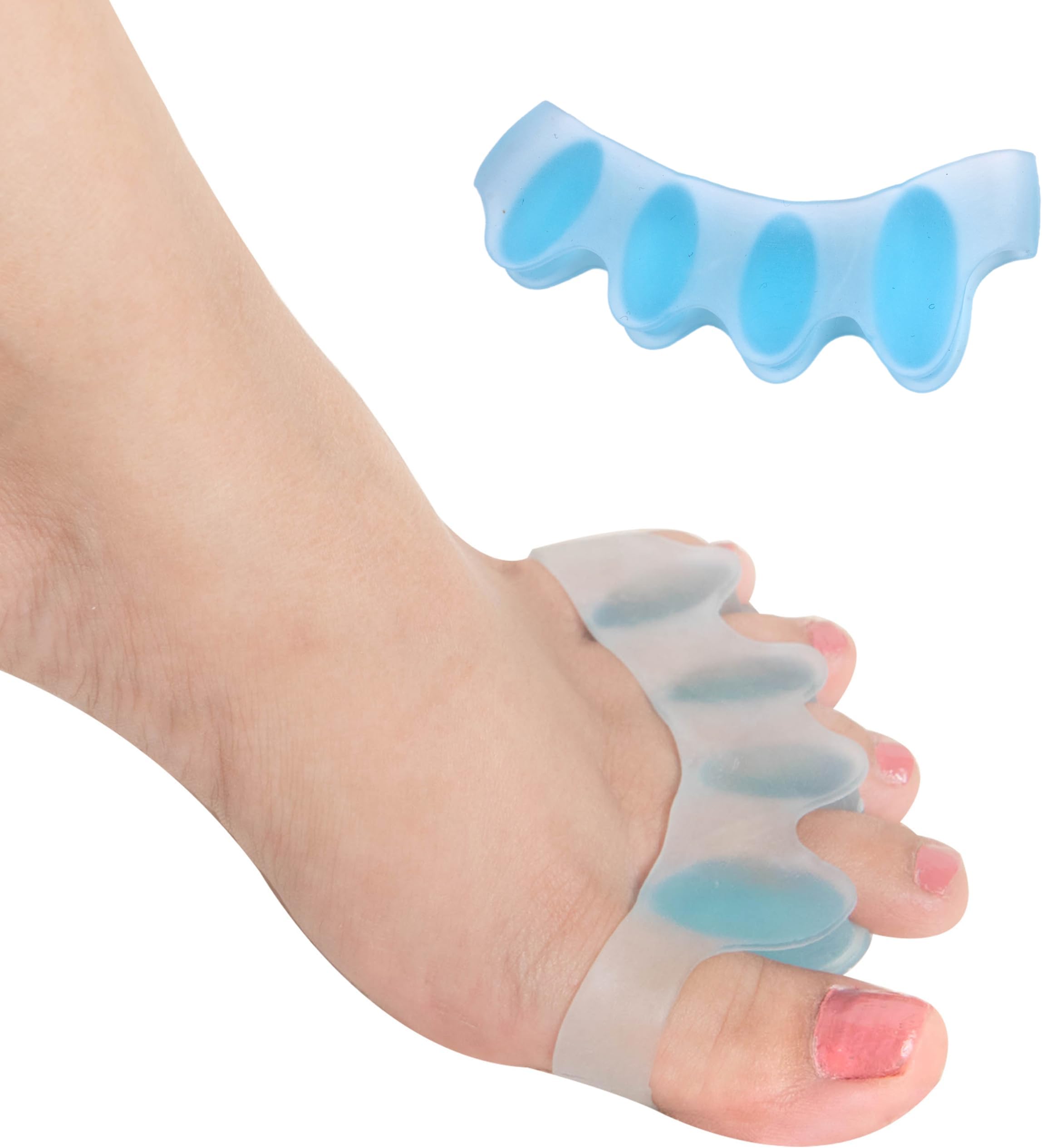 Wonder Care Silicone Toe Separator For Feet Gel Pads Big Toe Corrector Bunion Toe Straightener Yoga Toe Stretcher Blue [1 Pair-2 Pieces]