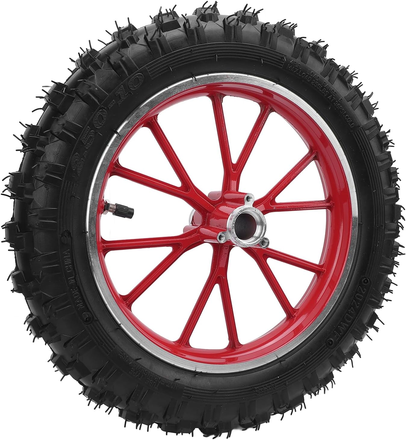 2.5-10 Wheel Hub Tire, Rubber Wear Metal Structure, Front Wheel, Fitment for Small Off Road Motorcycles, Specifically Designed (Red)
