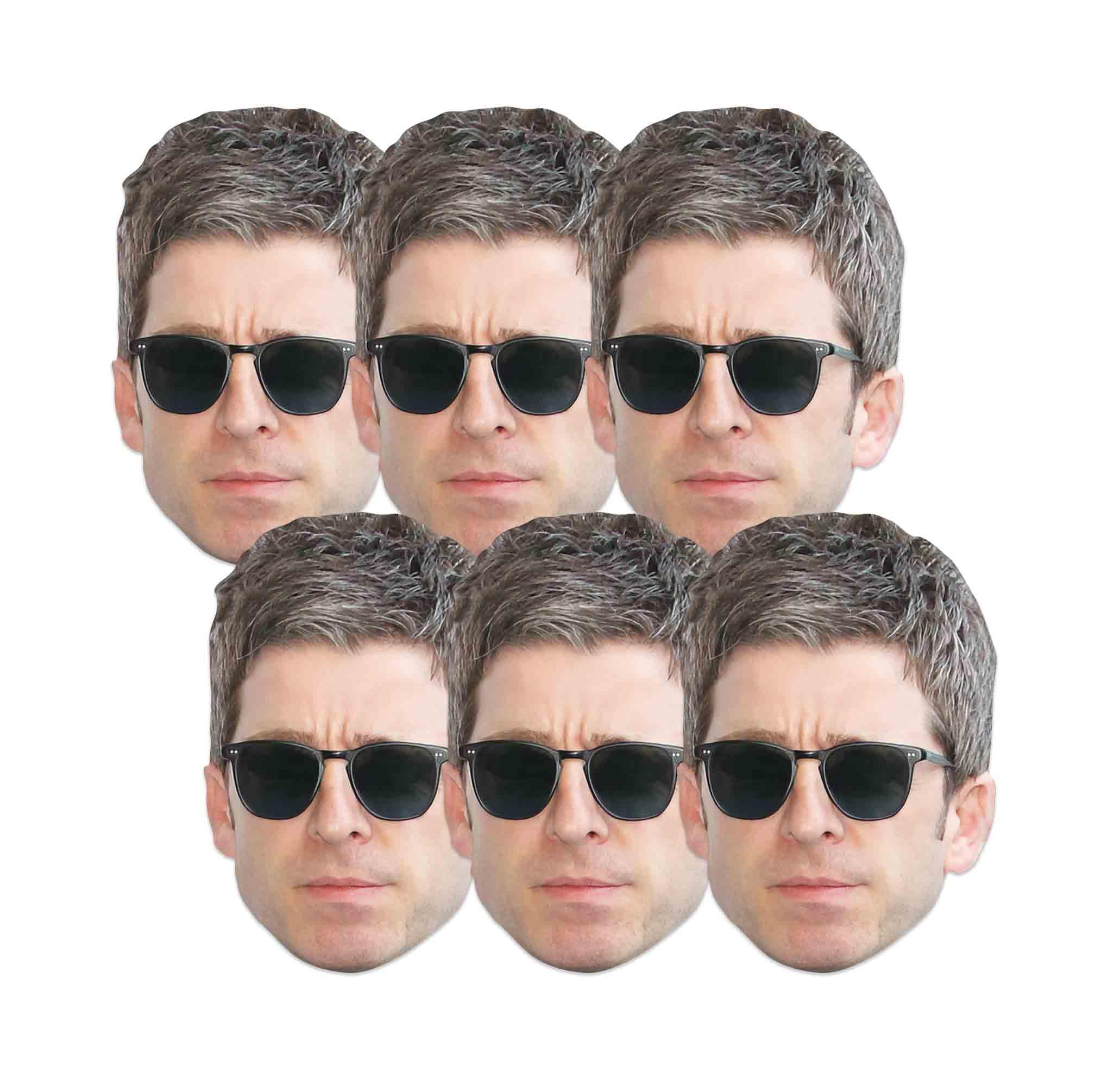 Star Cutouts CMP005 Noel Gallagher Masks Six Pack Cardboard Face Masks With Tabs and Elastic
