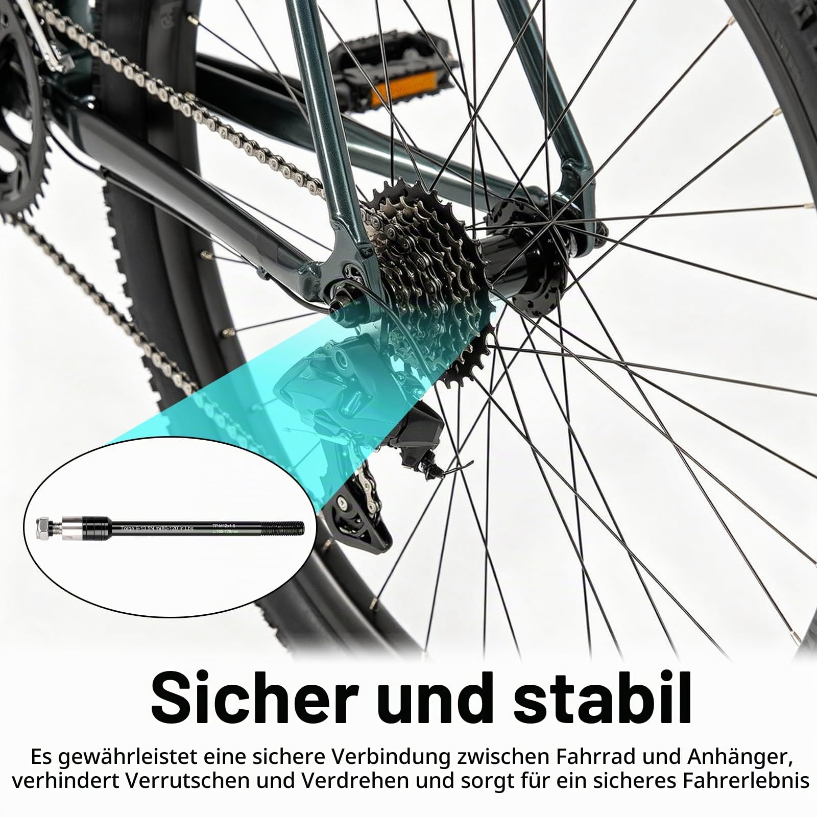 Steckachse Fahrradanhänger, M12 × 1,5 160-178mm Fahrrad Achsadapter Fahrradanhänger Kupplung Fahrrad Steckachsenadapter für Anhänger Anhängerkupplung