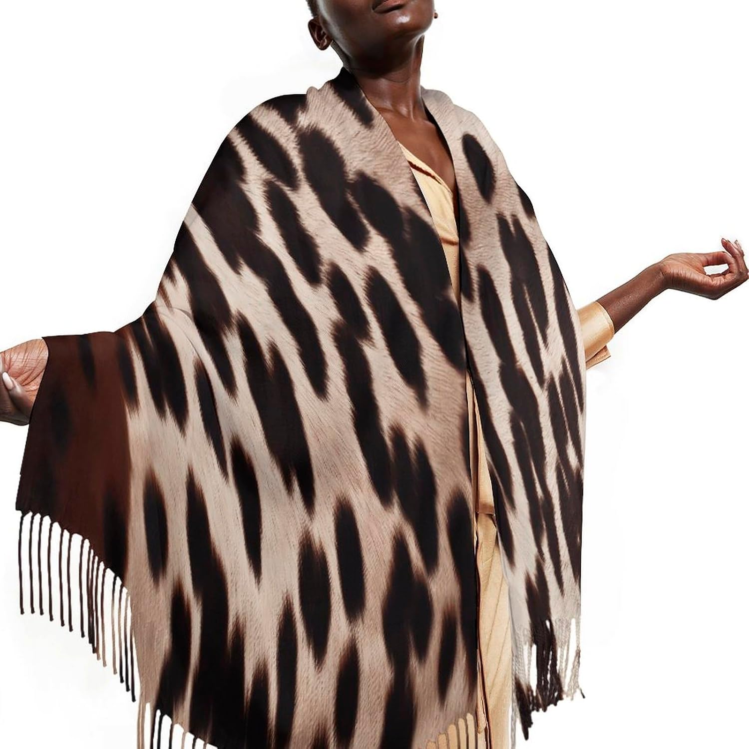 Brown Cowhide Scarf for Women Men Classic Fashion Blanket Scarves Soft Cashmere Feel Scarf Cold Weather Warm Long Shawl Winter Large Scarves Classic Blanket Scarfs Thick