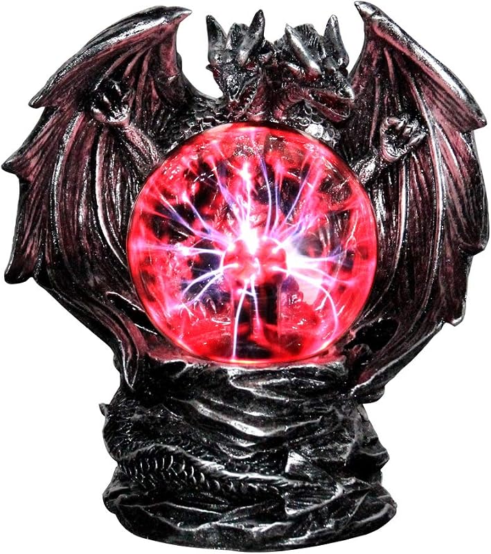 Lámpara de bola de plasma de dragón malvado XL de 4 pulgadas sensible al tacto, bola de cristal electrostática mágica de color rojo para Halloween Navidad