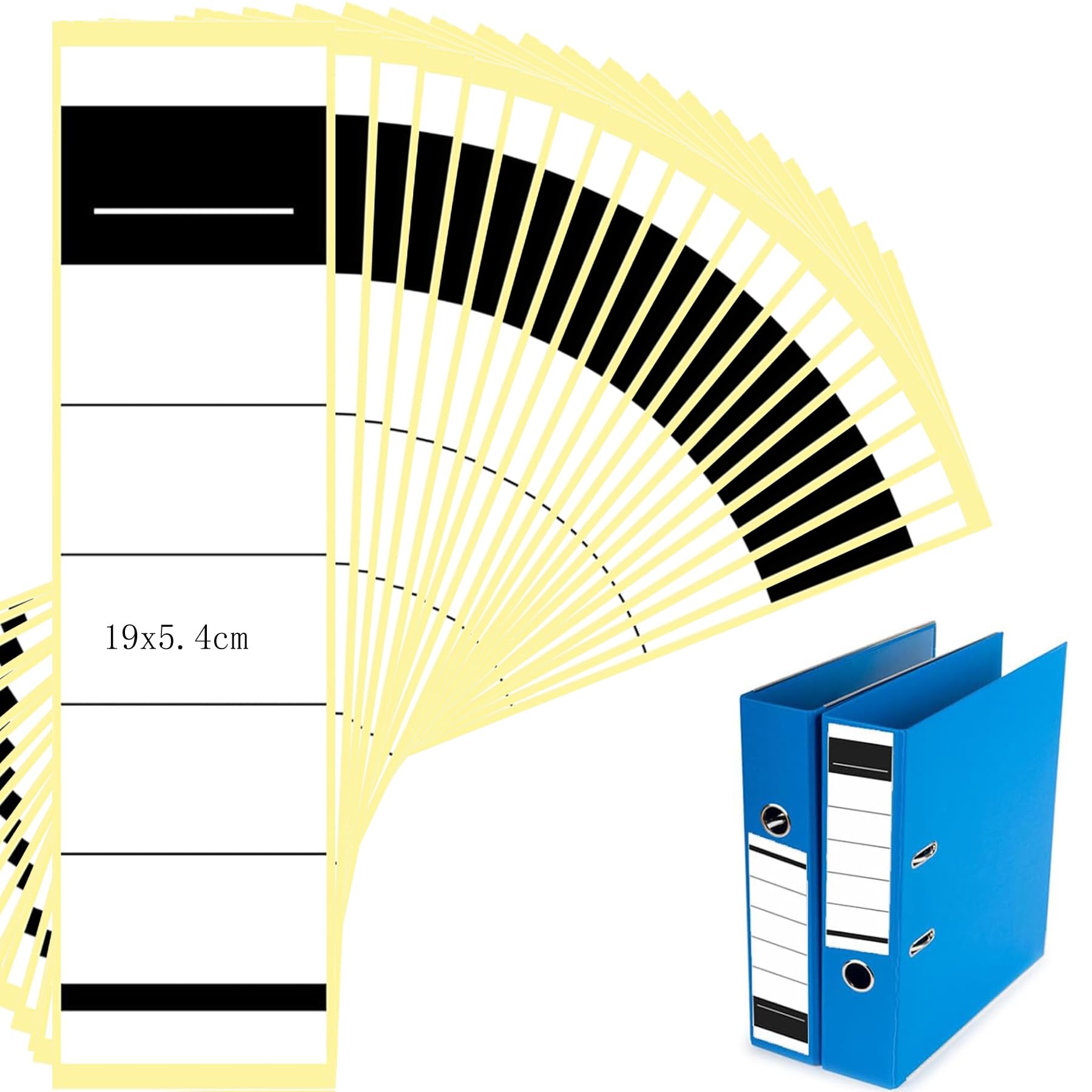 50 PCS Papier Autocollant 5.4 x 19 cm, Étiquettes Autocollantes pour dos de Classeur, Étiquettes de Remplacement, PVC Étiquettes Autocollantes pour Écoles, Bureaux, Archives