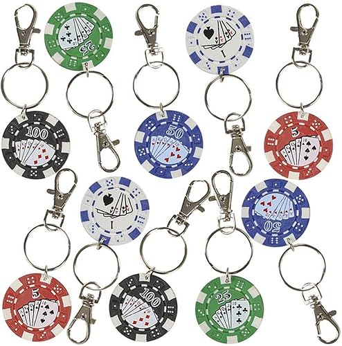 ArtCreativity Llaveros de fichas de póquer para niños, paquete de 12, divertido mosquetón con clip para mochila, bolso, equipaje, recuerdos de disponible en Yaxa El Salvador
