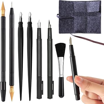Scratch Painting Art Tools, 6 Piece Scratching Drawing Pen Set, DIY Scratch Art Scratch Coloring Pens, Clean Brush, Scratch Stick Tools Bag, Embossing Tools, Art Supplies