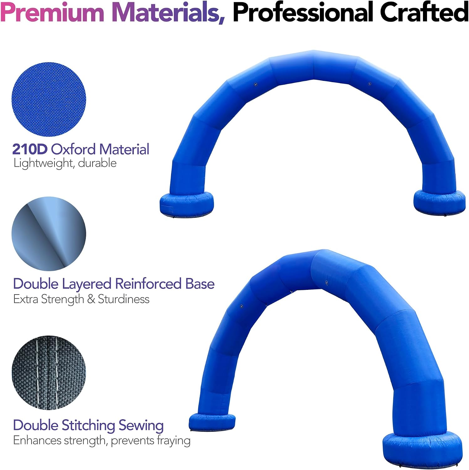 20Ft Half-Circle Inflatable Arch with Built-in Blower - Blue, Archway Recommended for Races, Marathons, Organized Events, Carnivals, Festivals, Parties