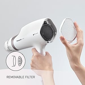 Panasonic Nanoe Salon Hair Dryer with Oscillating QuickDry Nozzle, Blow Dryer with Diffuser and Concentrator Attachments, 3 Speed Heat Settings for Easy Styling and Healthy Hair - EH-NA67-W (White)