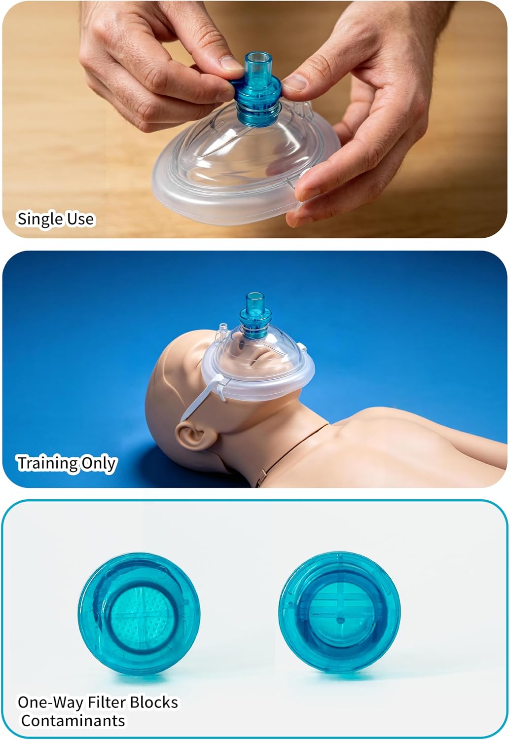 100Packs CPR Training Valves for Mask, Only for Training, One Way Valve for Training Mask - Separately Packaged -（Green）