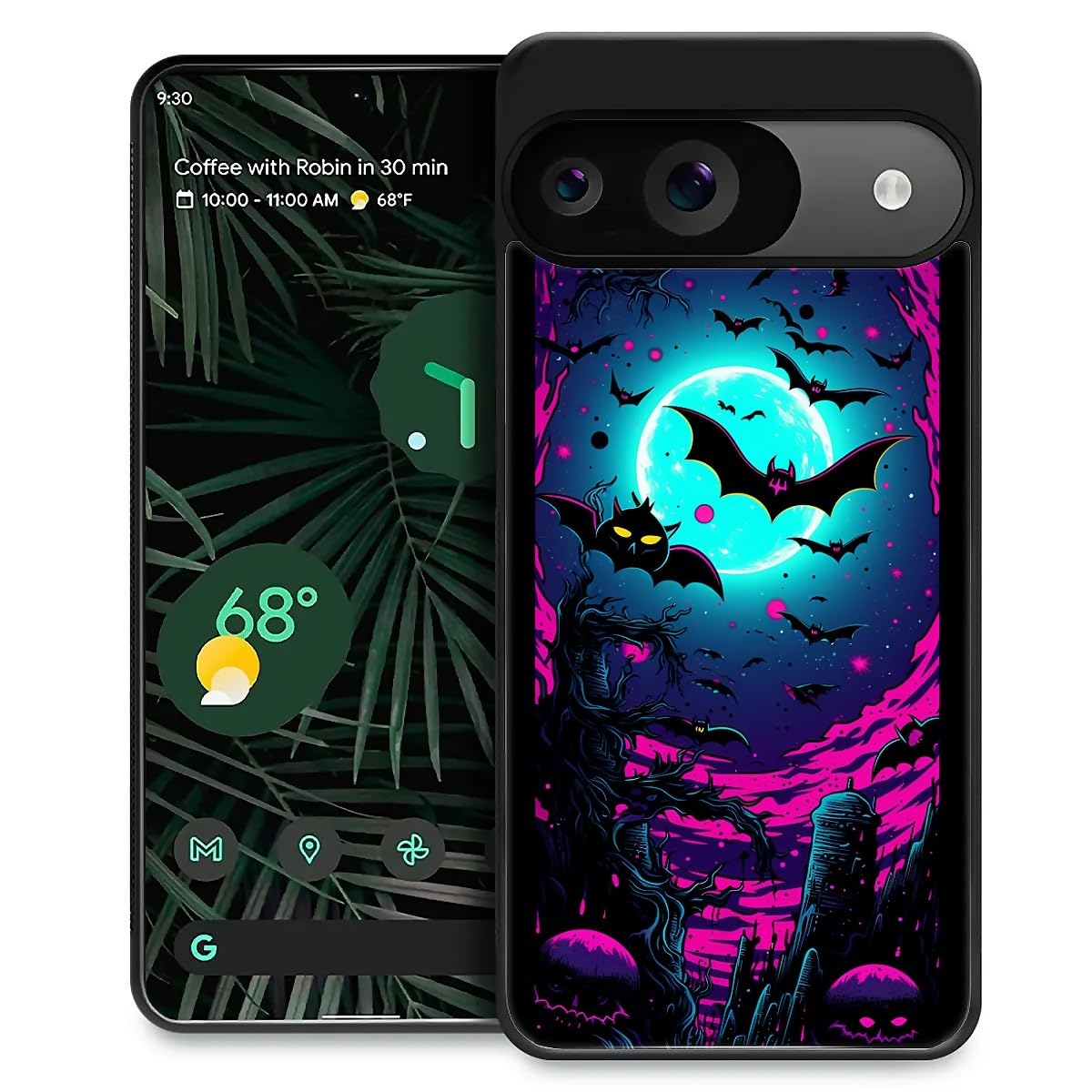 CARLOCA for Google Pixel 9/9 Pro Case,Halloween Bat Purple Pattern Ultra Protection Shockproof Soft Silicone TPU Non Slip Back for Google Pixel 9/9